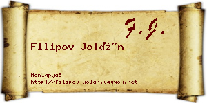 Filipov Jolán névjegykártya